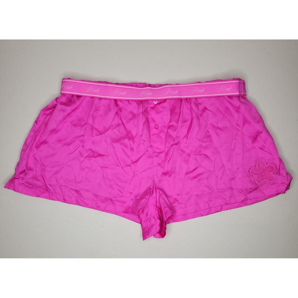 Victoria's Secret PINK ~ Hot Pink Satin Boxer Sleep‎ Shorts